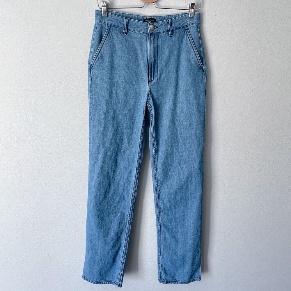 Rag & Bone Alex Tailored High Rise Straight Leg Jeans Size 27 Cotton Linen